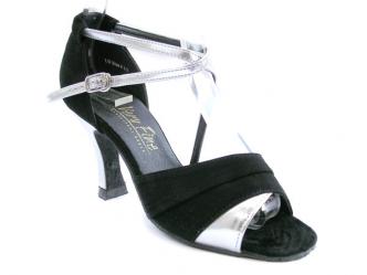 Dance shoes ladies silver leather / black nubuck  